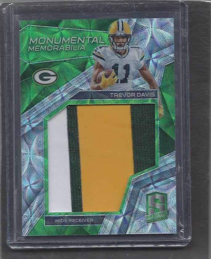 TREVOR DAVIS 2017 SPECTRA NEON GREEN MONUMENTAL JUMBO 3 COLOR PATCH #D 12/25
