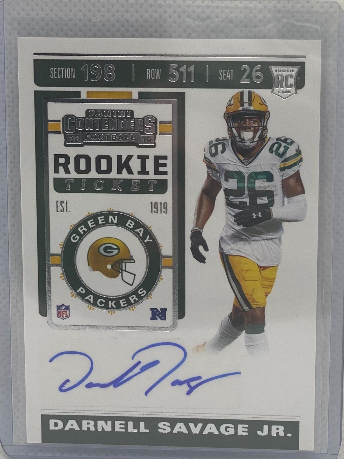 DARNELL SAVAGE JR. 2019 PANINI CONTENDERS ROOKIE TICKET AUTO RC #171