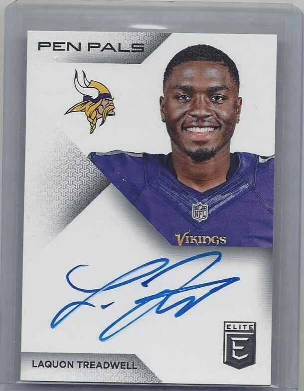 LAQUON TREADWELL 2016 ELITE PEN PALS VIKINGS ON CARD ROOKIE AUTO RC