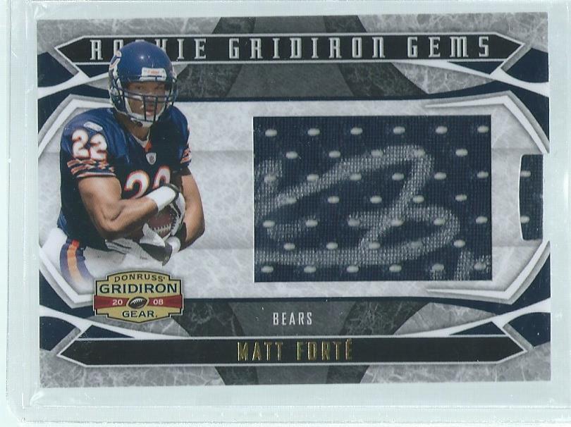 MATT FORTE 2008 DONRUSS GRIDIRON GEAR GEMS ON-JERSEY AUTO RC #D 14/100