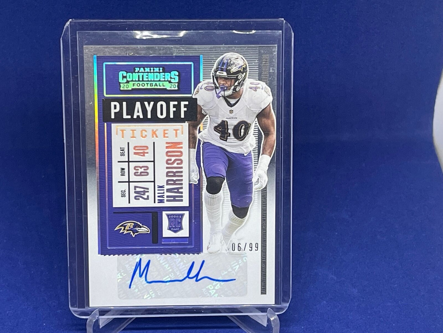 MALIK HARRISON 2020 PANINI CONTENDERS PLAYOFF TICKET AUTO ROOKIE RC #D 6/99