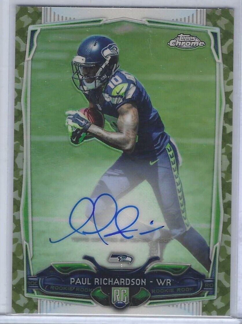 PAUL RICHARDSON 2014 TOPPS CHROME CAMO REFRACTOR ROOKIE AUTO RC #D /99