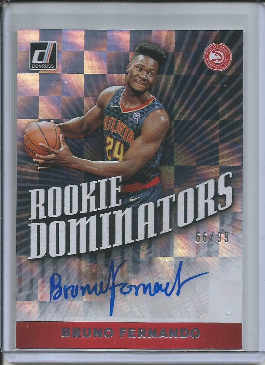 BRUNO FERNANDO 2019-20 PANINI DONRUSS ROOKIE DOMINATORS SILVER AUTO RC #D 66/99