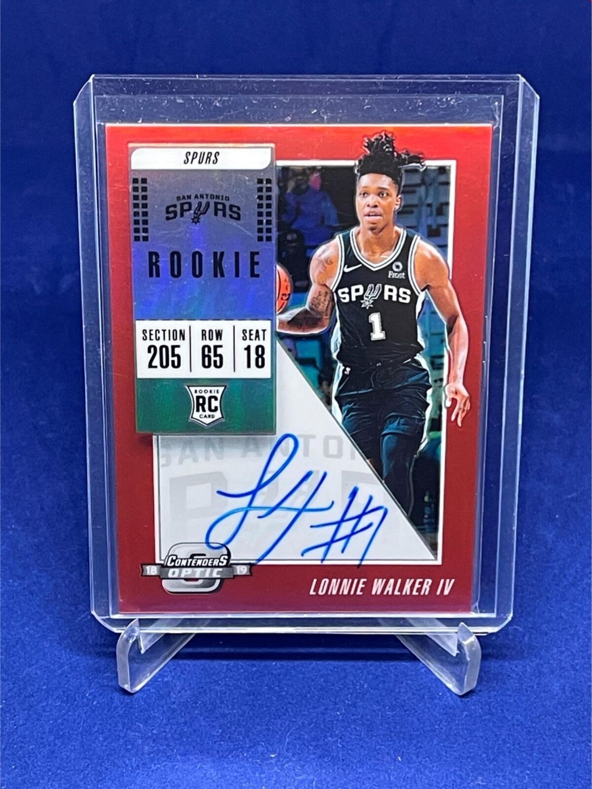 LONNIE WALKER IV 2018-19 OPTIC CONTENDERS RED ROOKIE TICKET AUTO RC #D 29/149