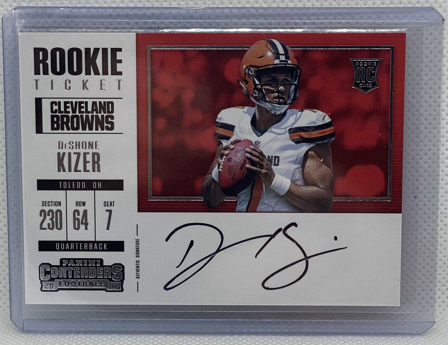 DESHONE KIZER 2017 CONTENDERS ROOKIE TICKET SP VARIATION ON CARD AUTO RC #344
