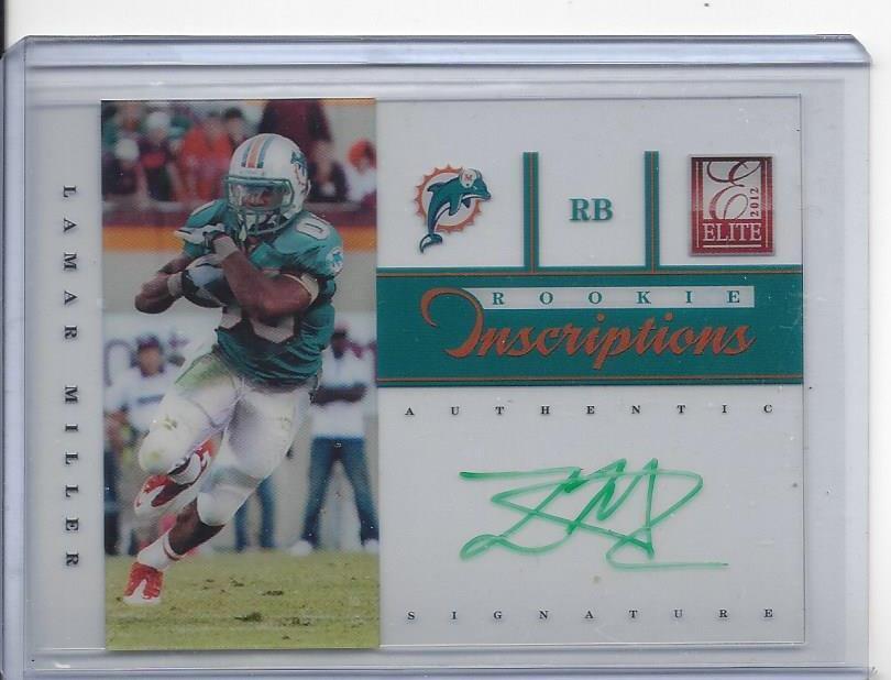 LAMAR MILLER 2012 DONRUSS ELITE ROOKIE INSCRIPTIONS GREEN ON CARD AUTO SP RC #22