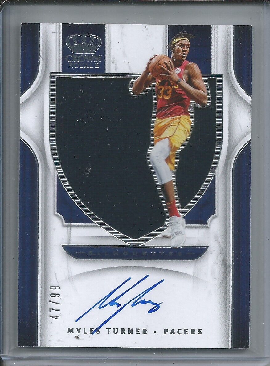 MYLES TURNER 2019-20 PANINI CROWN ROYALE SILHOUETTES JERSEY AUTO #D 47/99