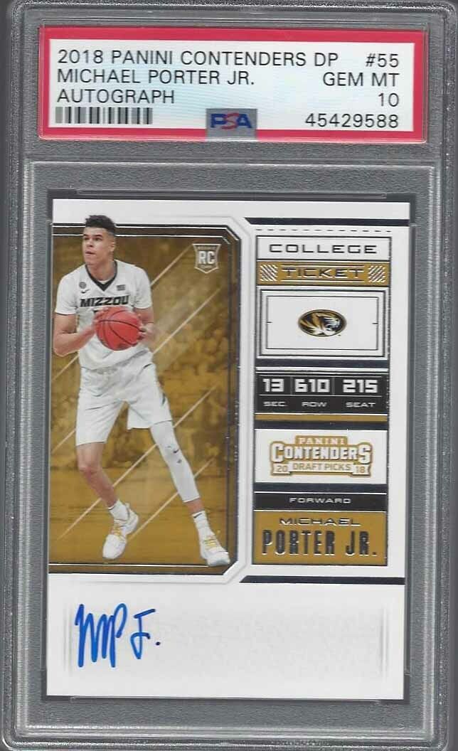 MICHAEL PORTER JR 2018 CONTENDERS ON CARD ROOKIE AUTO RC #55 PSA 10 GEM MINT