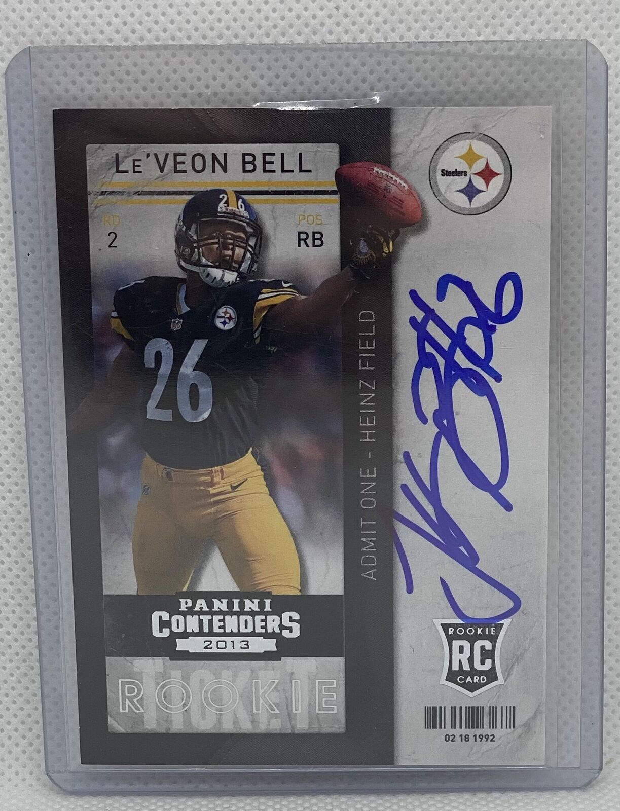 LE'VEON BELL 2013 PANINI CONTENDERS ROOKIE TICKET ON CARD AUTO RC #221