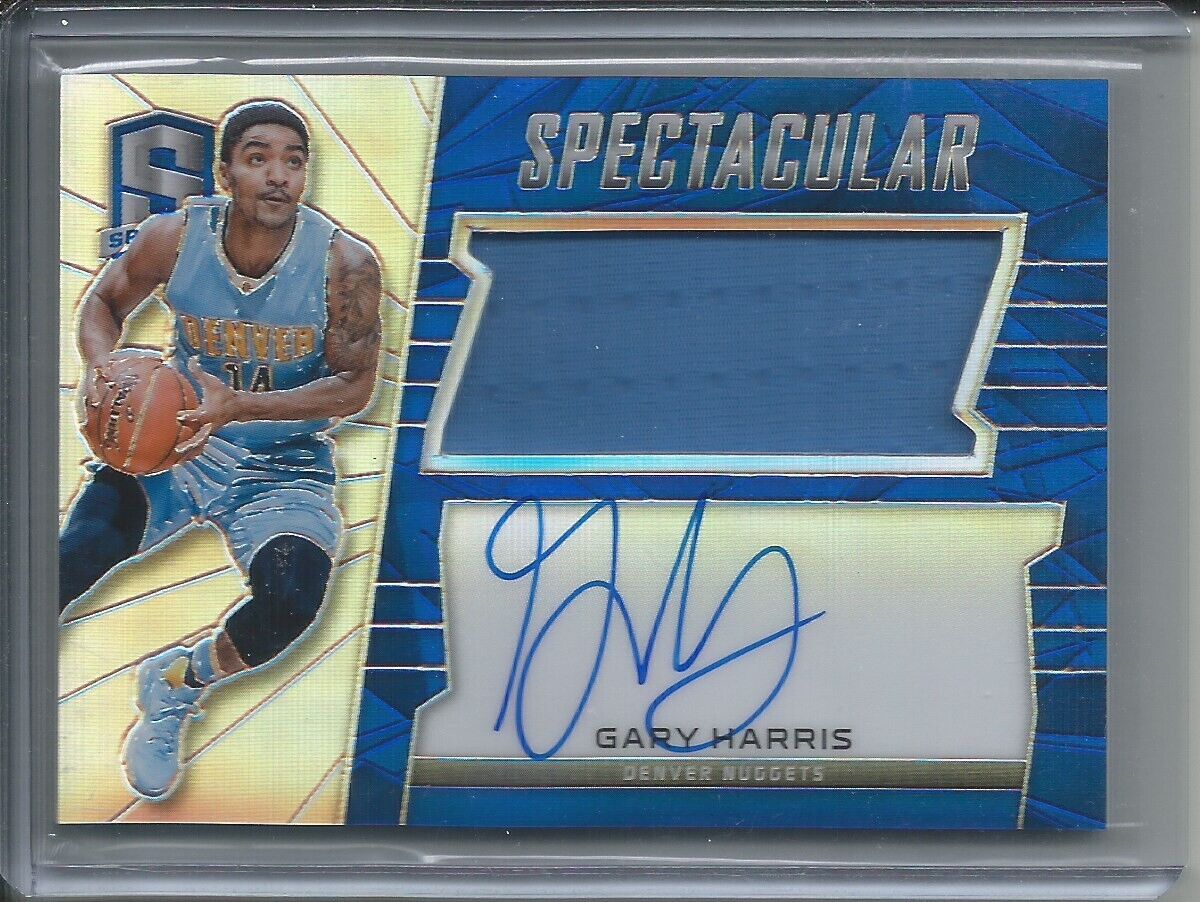 GARY HARRIS 2015-16 PANINI SPECTRA SPECTACULAR SIGS JERSEY AUTO BLUE PRIZM /149