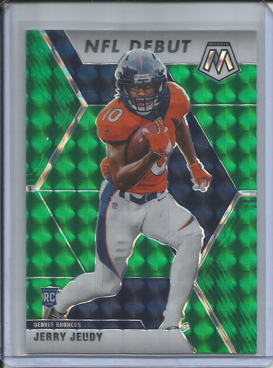 JERRY JEUDY 2019-20 PANINI MOSAIC NFL DEBUT GREEN PRIZM ROOKIE RC BRONCOS