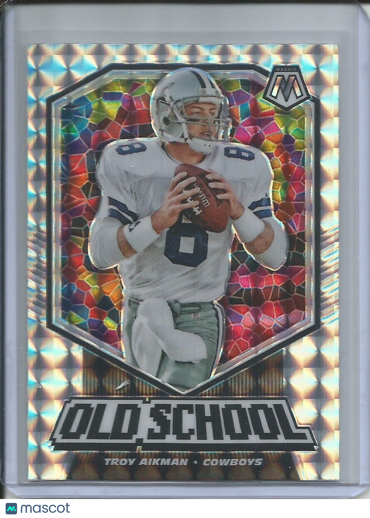 TROY AIKMAN 2019-20 PANINI MOSAIC OLD SCHOOL SILVER MOSAIC PRIZM COWBOYS