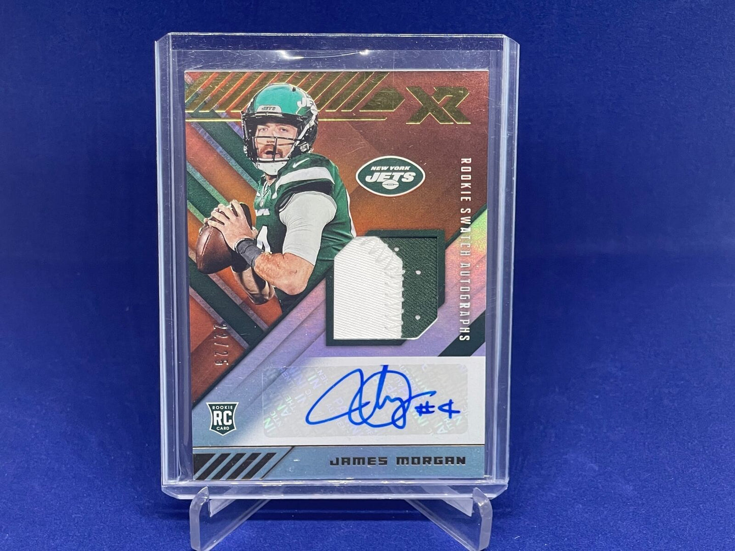 JAMES MORGAN 2020 PANINI XR ORANGE RPA 2 CLR PATCH AUTO RC ROOKIE #D 22/25