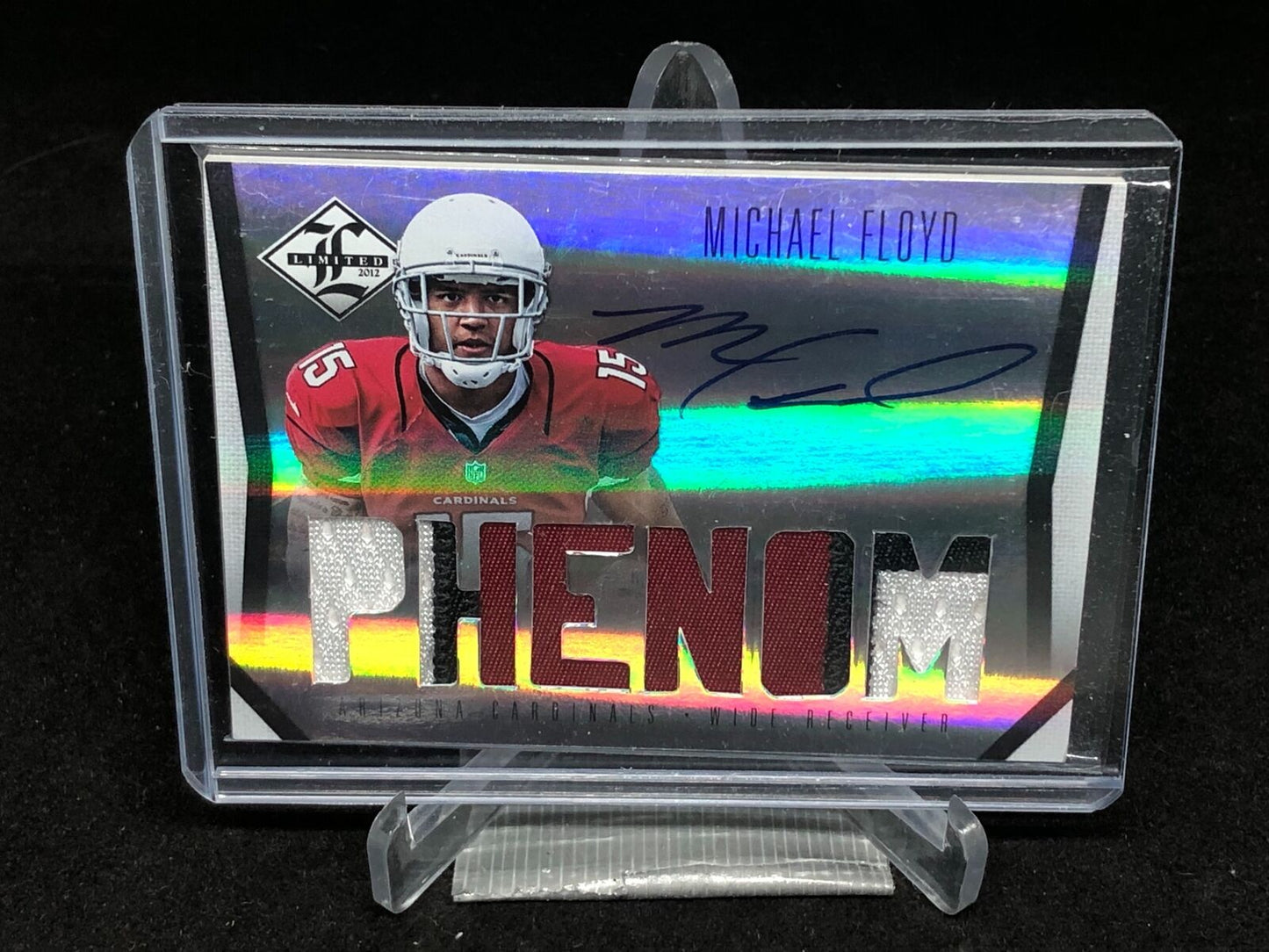 MICHAEL FLOYD 2012 PANINI LIMITED PHENOM 3 CLR PATCH ON CARD AUTO RC #D 158/299