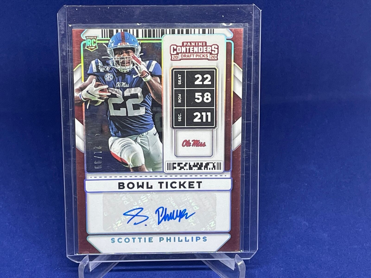 SCOTTIE PHILLIPS 2020 PANINI CONTENDERS DRAFT PICKS BOWL TICKET AUTO RC #D 21/99