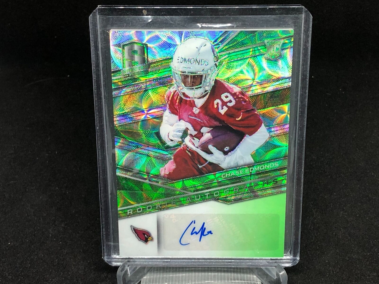 CHASE EDMONDS 2018 PANINI SPECTRA GREEN SCOPE PRIZM AUTO RC #D 59/99