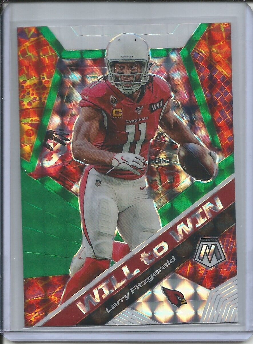 LARRY FITZGERALD 2019-20 PANINI MOSAIC WILL TO WIN GREEN PRIZM CARDINALS