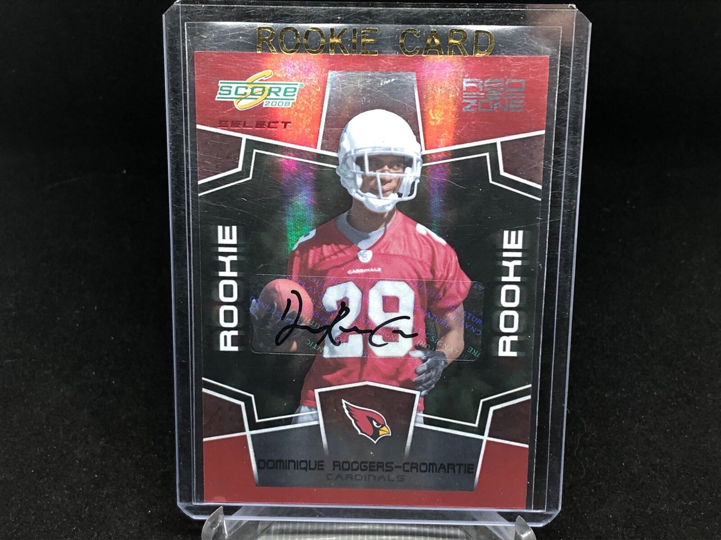 DOMINIQUE RODGERS CROMARTIE 2008 DONRUSS PLAYOFF SCORE RED ZONE AUTO RC #D 4/30