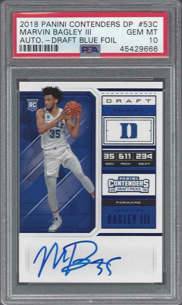 MARVIN BAGLEY III 2018 CONTENDERS TICKET C VARIATION BLUE AUTO RC PSA 10 POP 1/1