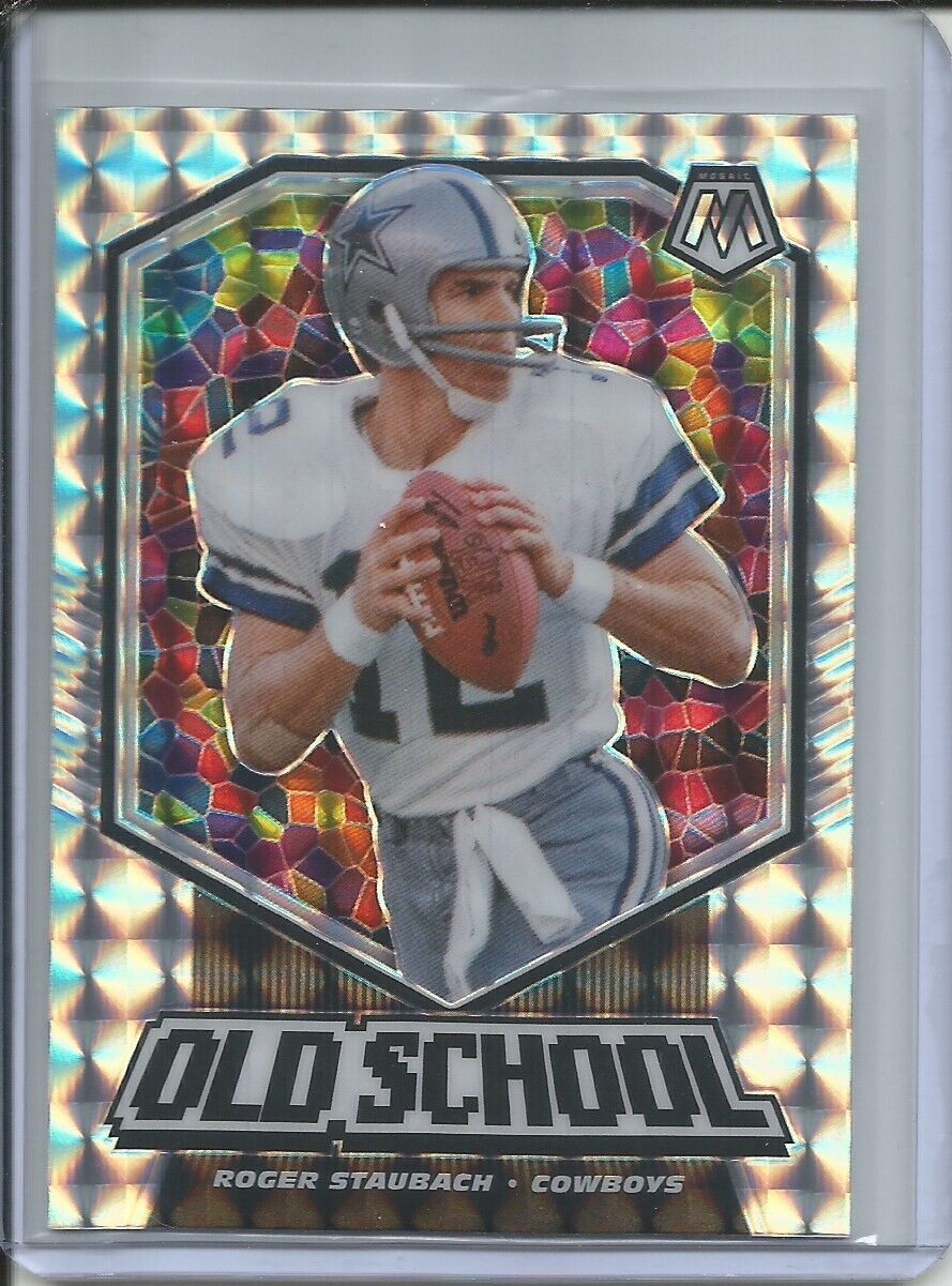 ROGER STAUBACH 2019-20 PANINI MOSAIC OLD SCHOOL SILVER MOSAIC PRIZM COWBOYS