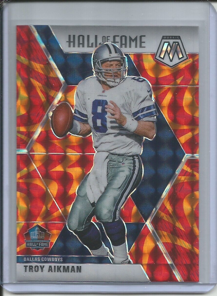 TROY AIKMAN 2019-20 PANINI MOSAIC HALL OF FAME REACTIVE ORANGE PRIZM COWBOYS