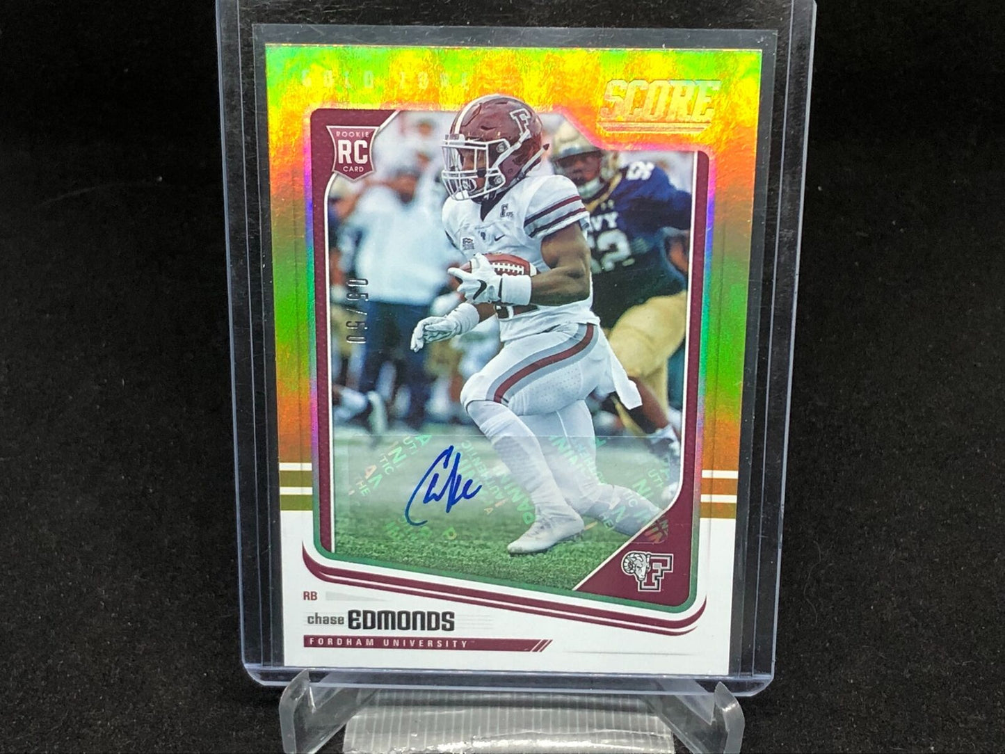 CHASE EDMONDS 2018 PANINI SCORE GOLD ZONE AUTO RC #D 5/50