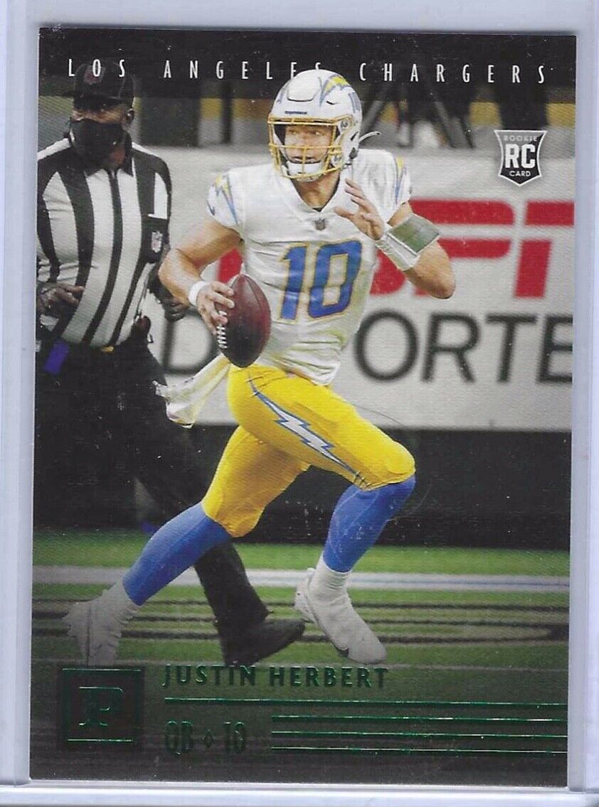 JUSTIN HERBERT 2020 CHRONICLES PANINI GREEN RC #PA-3