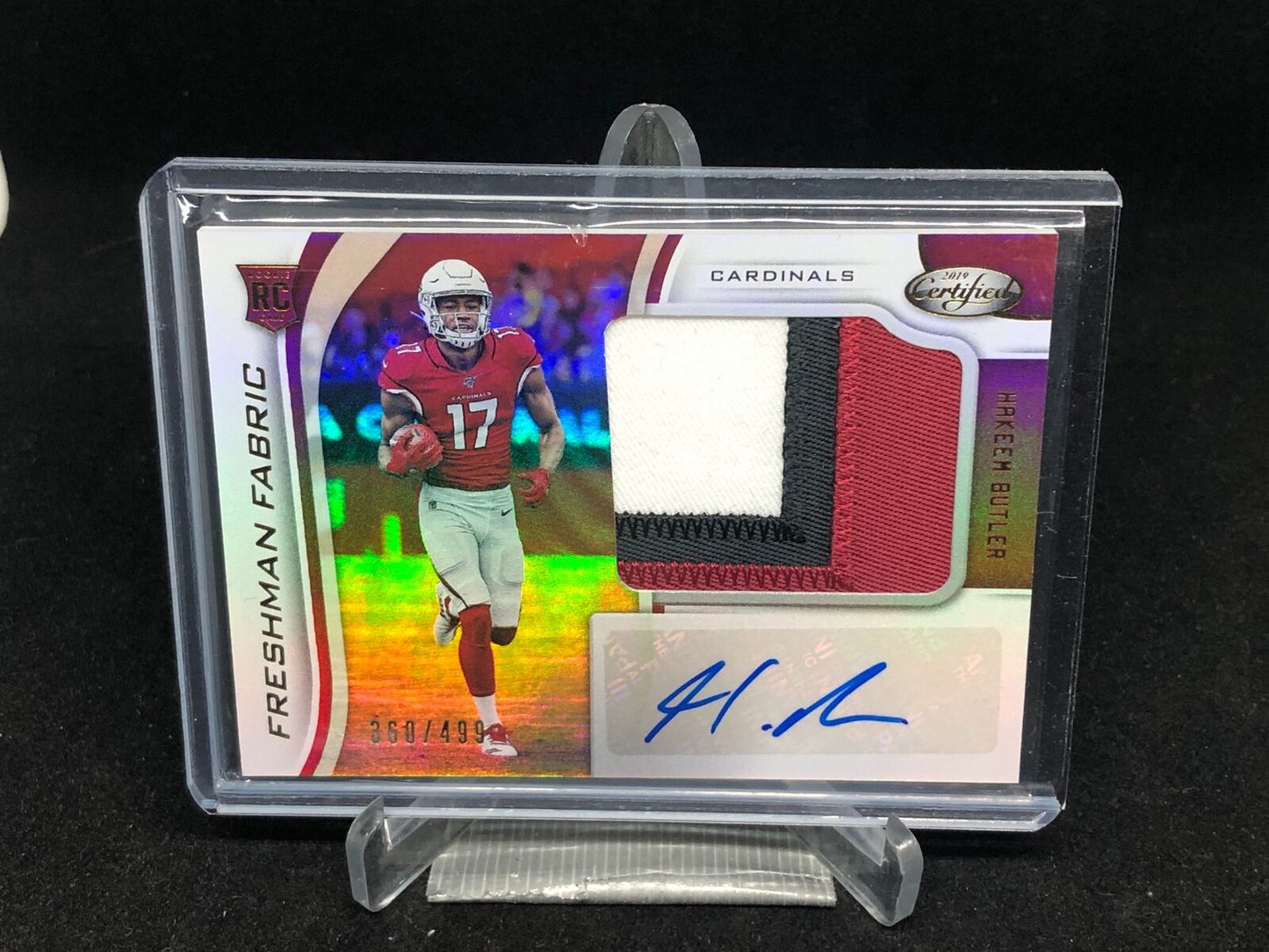 HAKEEM BUTLER 2019 CERTIFIED FRESHMAN FABRIC 3 CLR PATCH AUTO RC #D 360/499