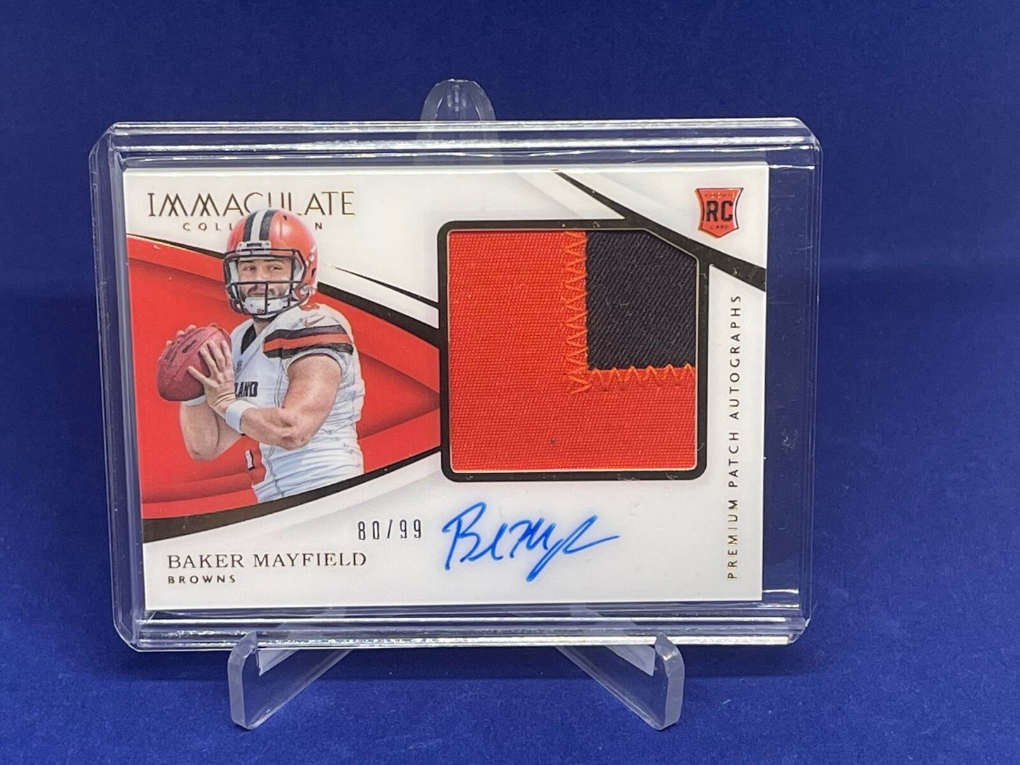 BAKER MAYFIELD 2018 PANINI IMMACULATE PREMIUM 2CLR PATCH AUTO RC ROOKIE #D 80/99