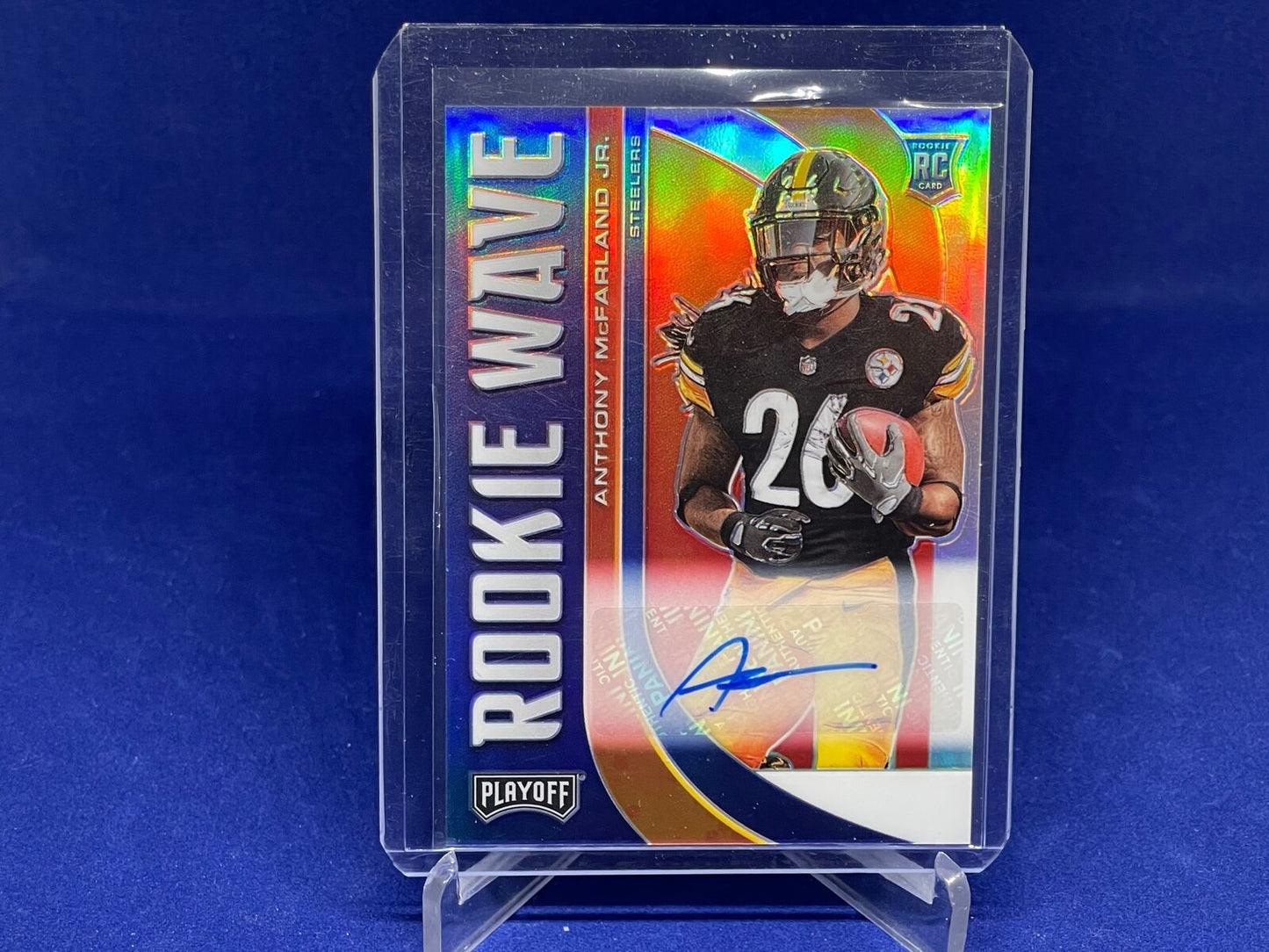 1/1 ANTHONY MCFARLAND 2020 PLAYOFF ROOKIE WAVE BLUE PRIZM AUTO RC #D 26/99 JSY#!