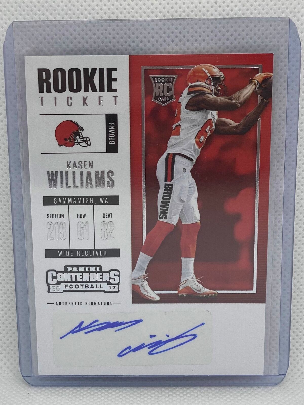 KASEN WILLIAMS 2017 PANINI CONTENDERS ROOKIE TICKET AUTO RC #296