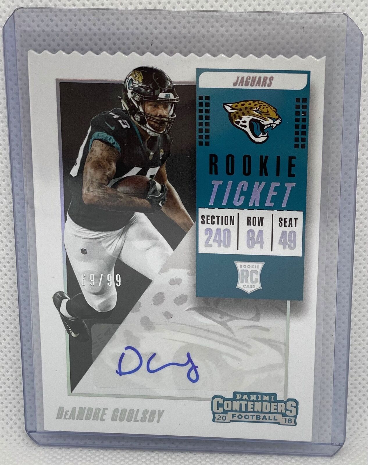 DEANDRE GOOLSBY 2018 CONTENDERS TICKET STUB DIE CUT AUTO RC #D 69/99