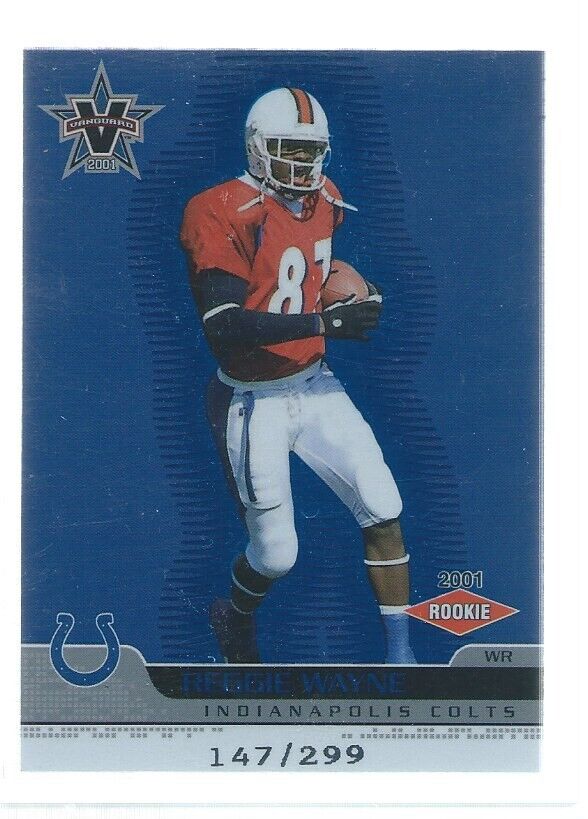 REGGIE WAYNE 2001 PACIFIC VANGUARD BLUE ROOKIE RC #D 147/299