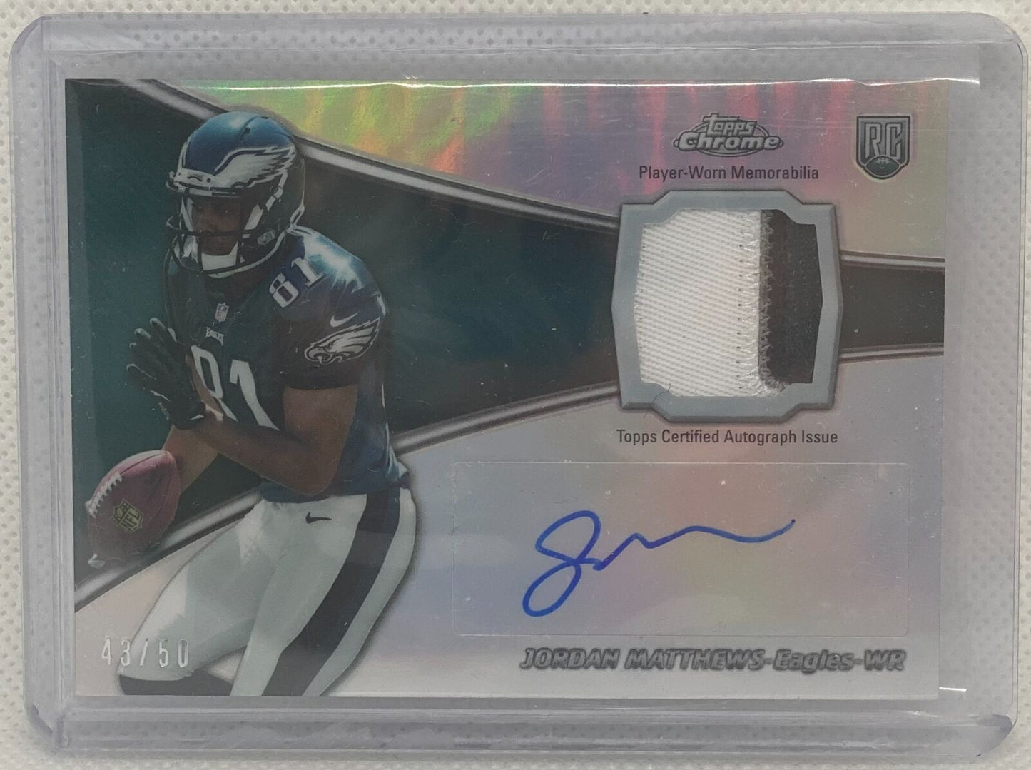 JORDAN MATTHEWS 2014 TOPPS CHROME RPA REFRACTOR PATCH AUTO RC #D 43/50