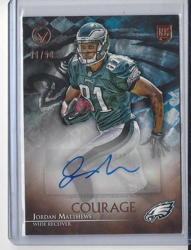 JORDAN MATTHEWS 2014 TOPPS VALOR COURAGE EAGLES ROOKIE AUTO RC #D /50