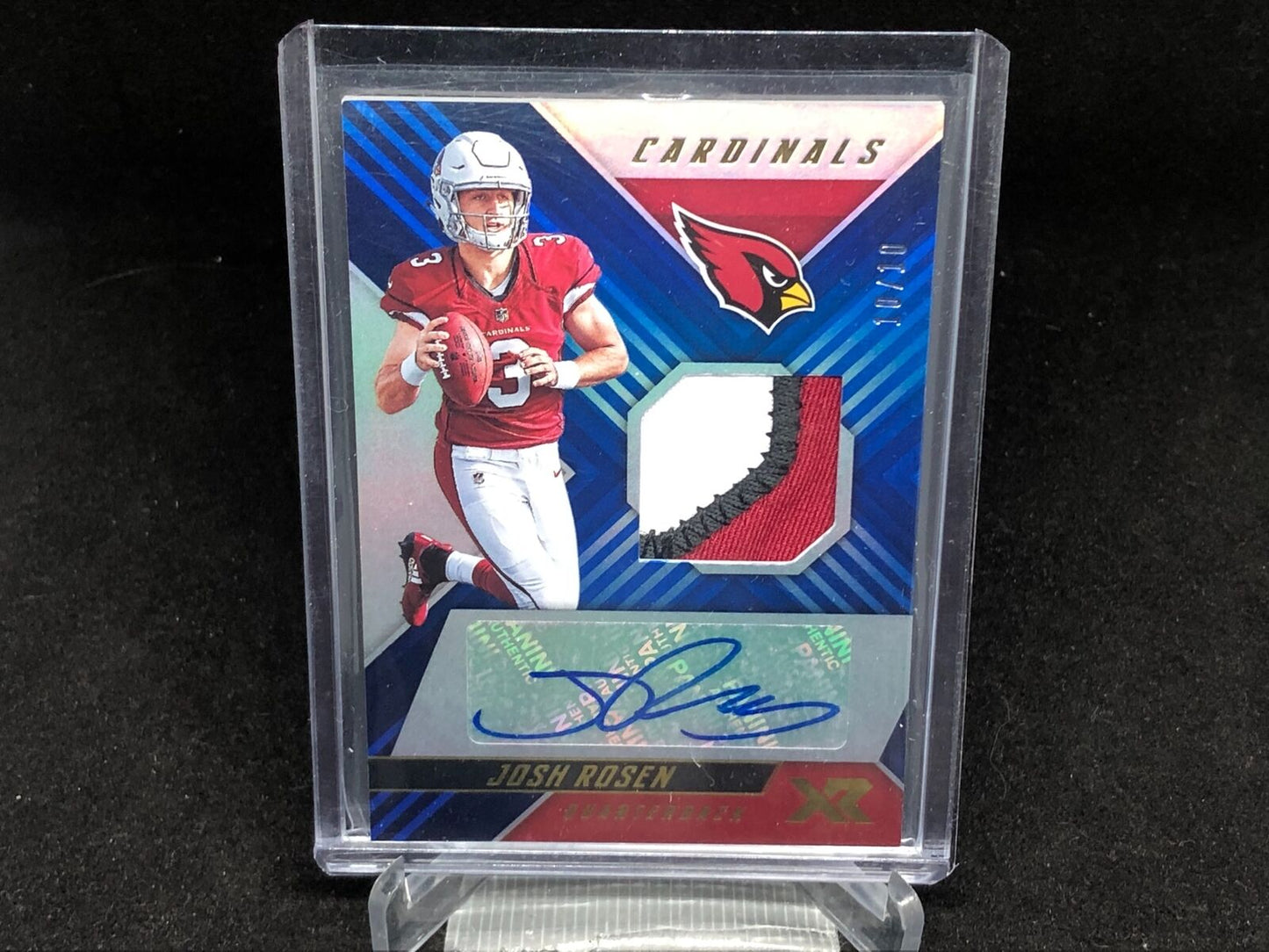 JOSH ROSEN 2018 PANINI XR BLUE 3 CLR PATCH AUTO RC #D 10/10