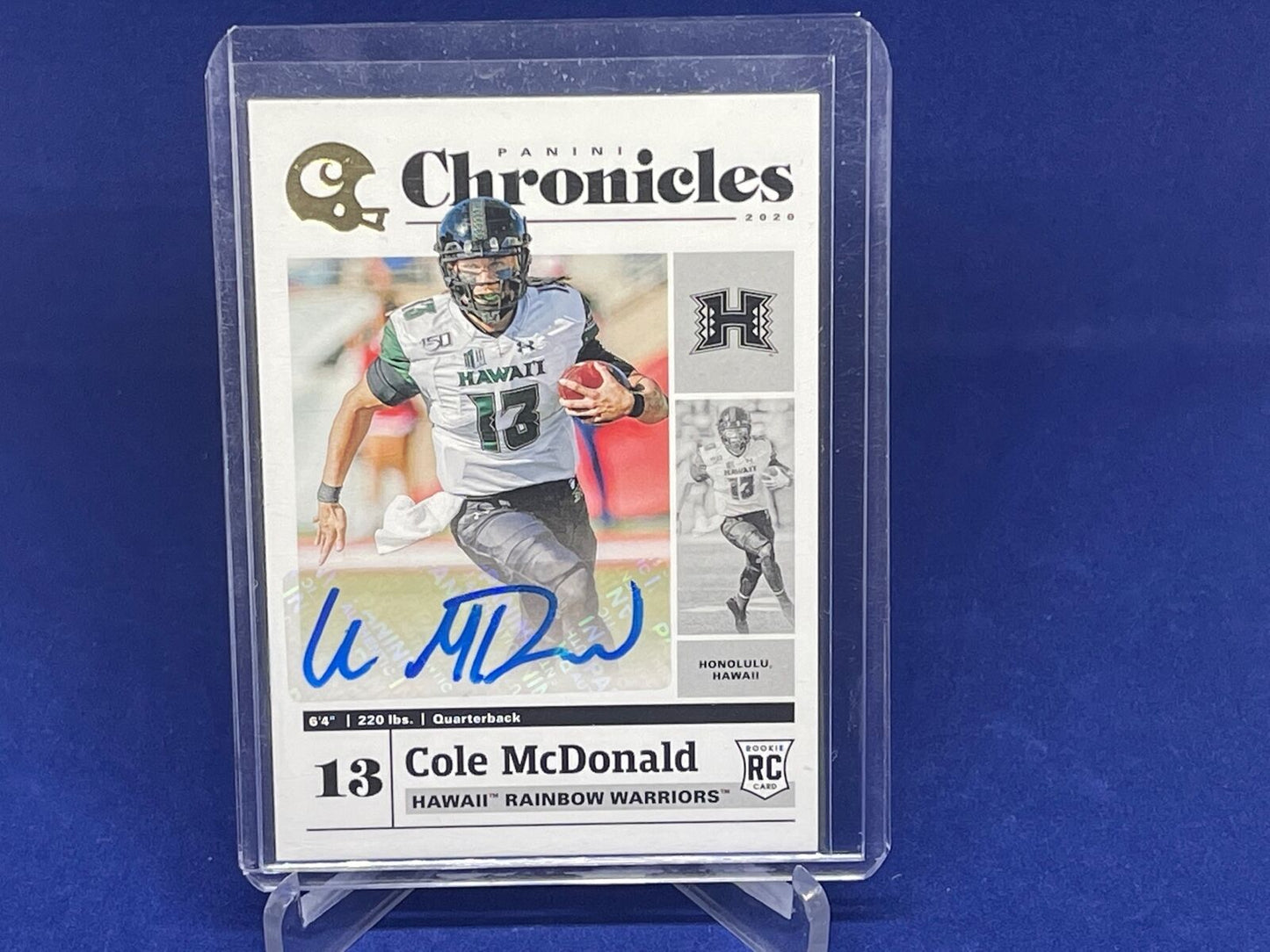 COLE MCDONALD 2020 PANINI CHRONICLES DRAFT PICKS ROOKIE AUTO RC # 4