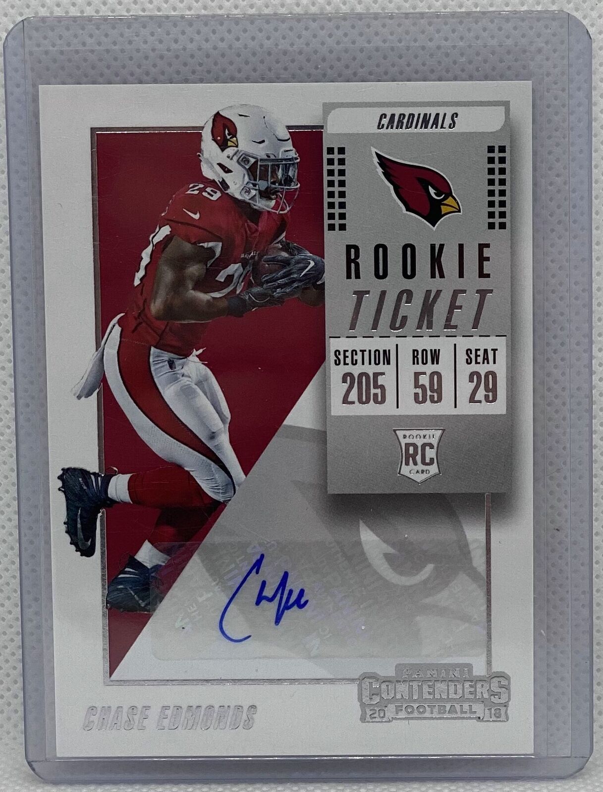 CHASE EDMONDS 2018 CONTENDERS ROOKIE TICKET SP VARIATION AUTO RC #280