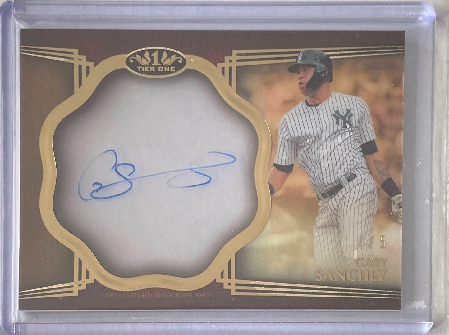 GARY SANCHEZ 2019 TOPPS TIER ONE CLEAR ONE ACETATE ON CARD AUTO #D 4/5