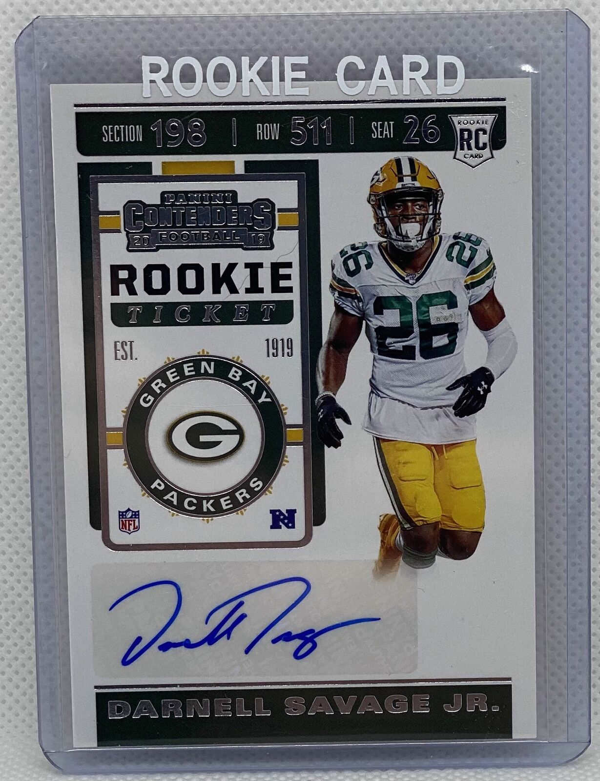 DARNELL SAVAGE JR. 2019 PANINI CONTENDERS ROOKIE TICKET AUTO RC #171