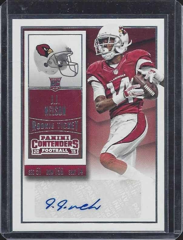 J.J. NELSON 2015 PANINI CONTENDERS ROOKIE TICKET CARDINALS TRUE RC AUTO #143