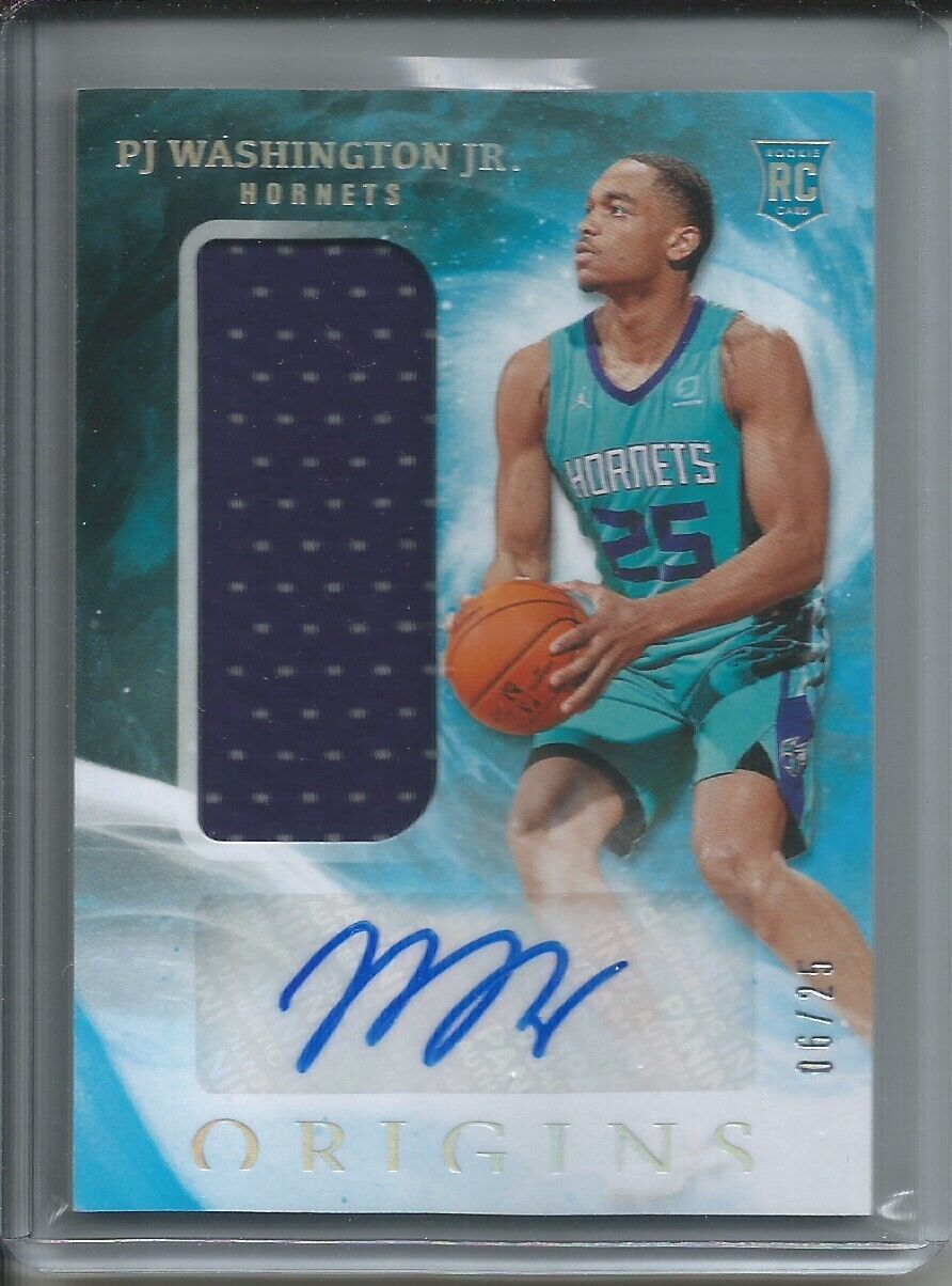 PJ WASHINGTON JR 2019-20 PANINI ORIGINS ROOKIE JERSEY AUTO TURQUOISE RC #D 6/25