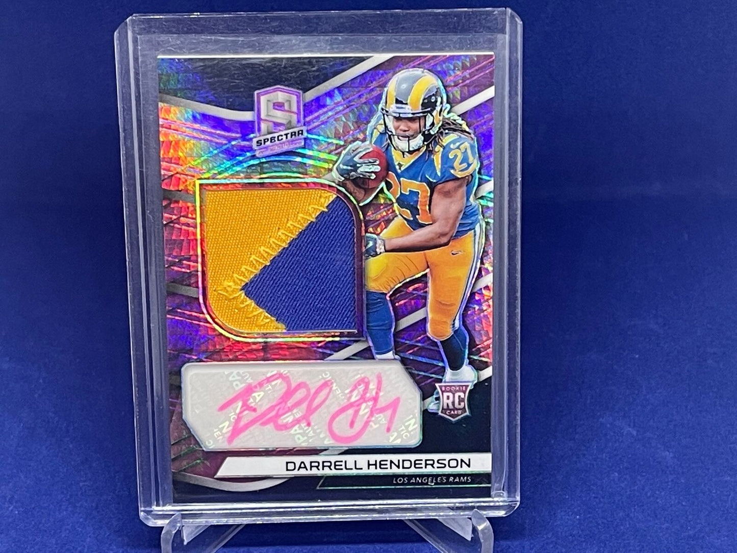 DARRELL HENDERSON 2019 SPECTRA PINK PRIZM RPA ROOKIE 2 CLR PATCH AUTO RC #D 7/25