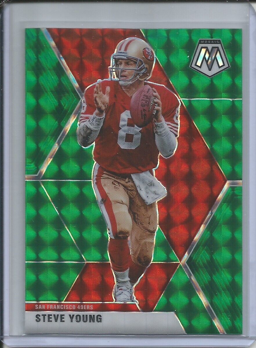 STEVE YOUNG 2019-20 PANINI MOSAIC GREEN PRIZM 49ERS