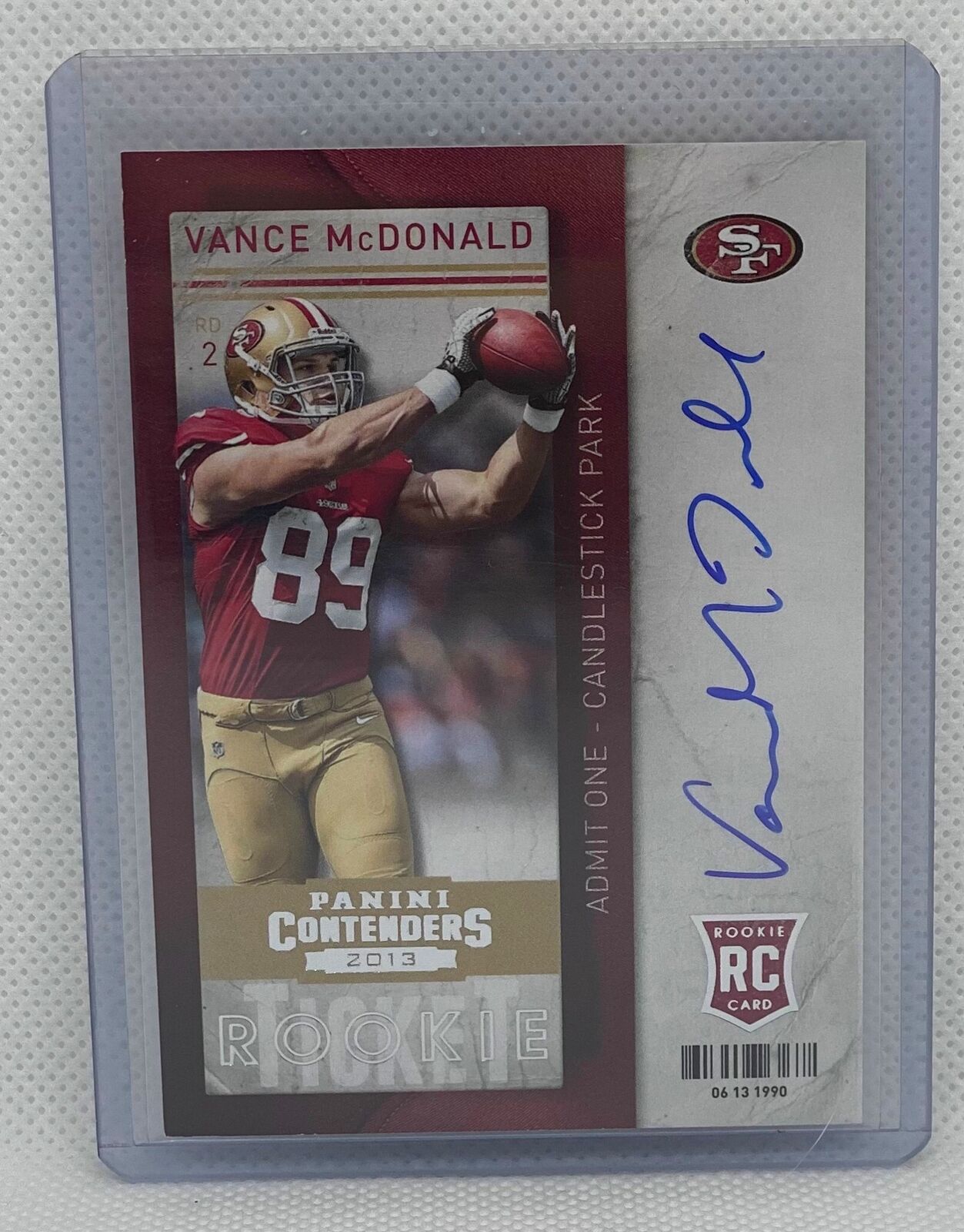 VANCE MCDONALD 2013 PANINI CONTENDERS ROOKIE TICKET ON CARD AUTO RC #239