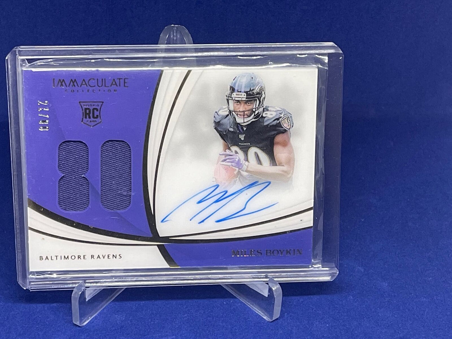 MILES BOYKIN 2019 PANINI IMMACULATE JERSEY NUMBER PATCH AUTO ROOKIE RC #D 21/80