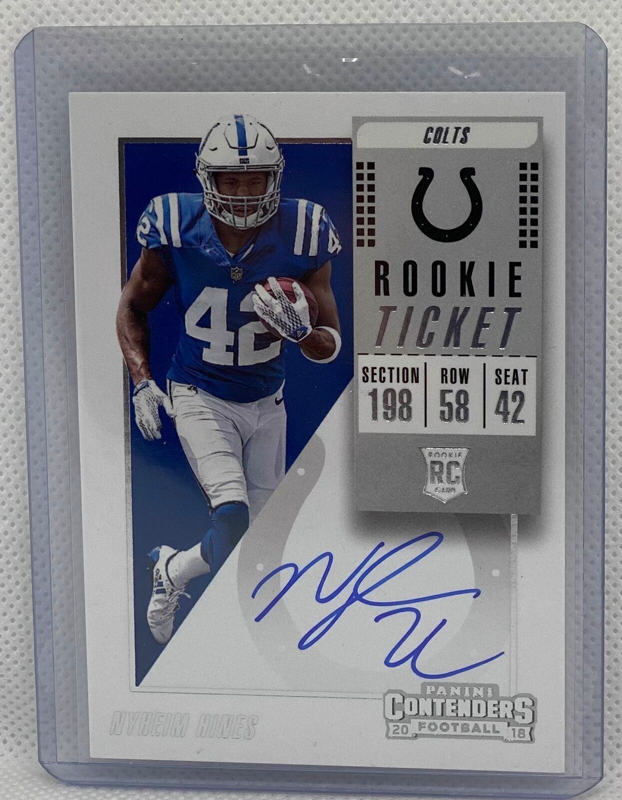 NYHEIM HINES 2018 PANINI CONTENDERS ROOKIE TICKET ON CARD AUTO RC #129