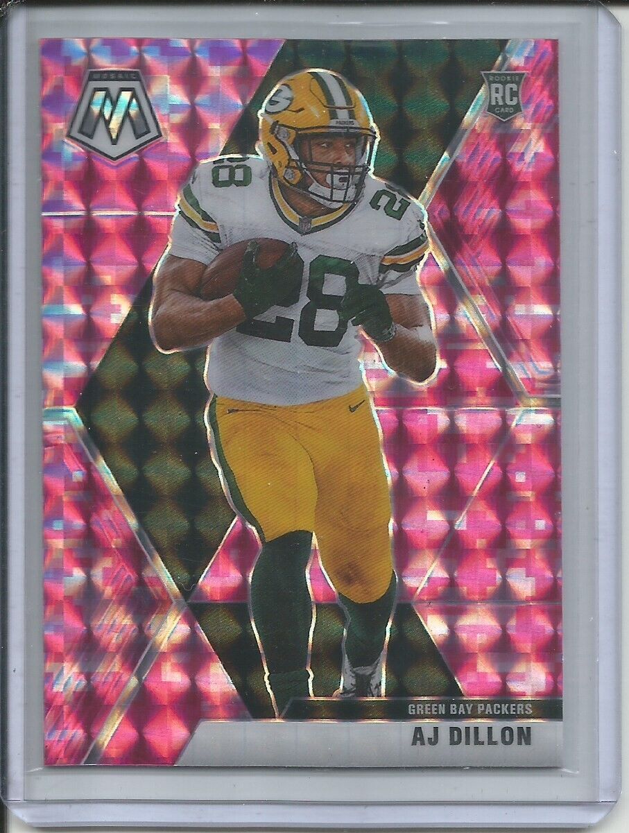 AJ DILLON 2019-20 PANINI MOSAIC PINK PRIZM ROOKIE RC PACKERS