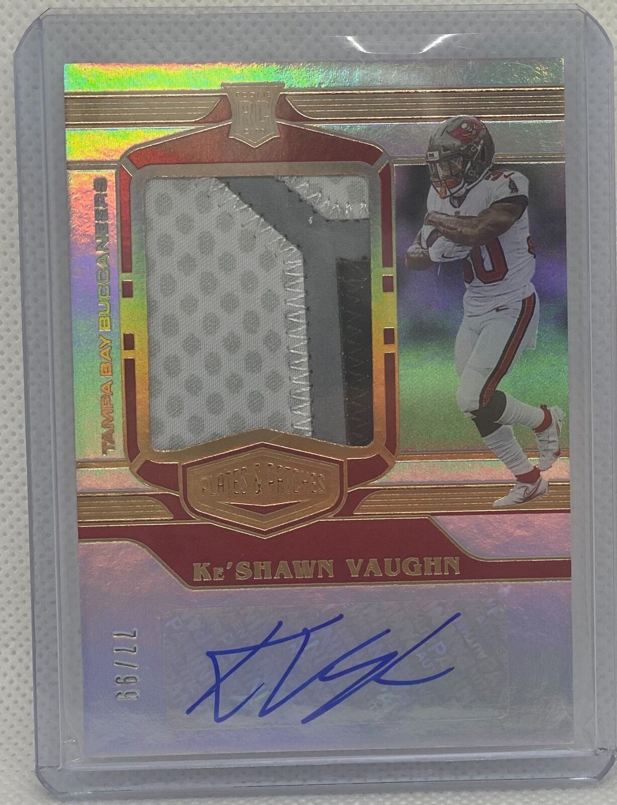 KE'SHAWN VAUGHN 2020 PANINI PLATES & PATCHES RPA JUMBO PATCH AUTO RC #D 77/99