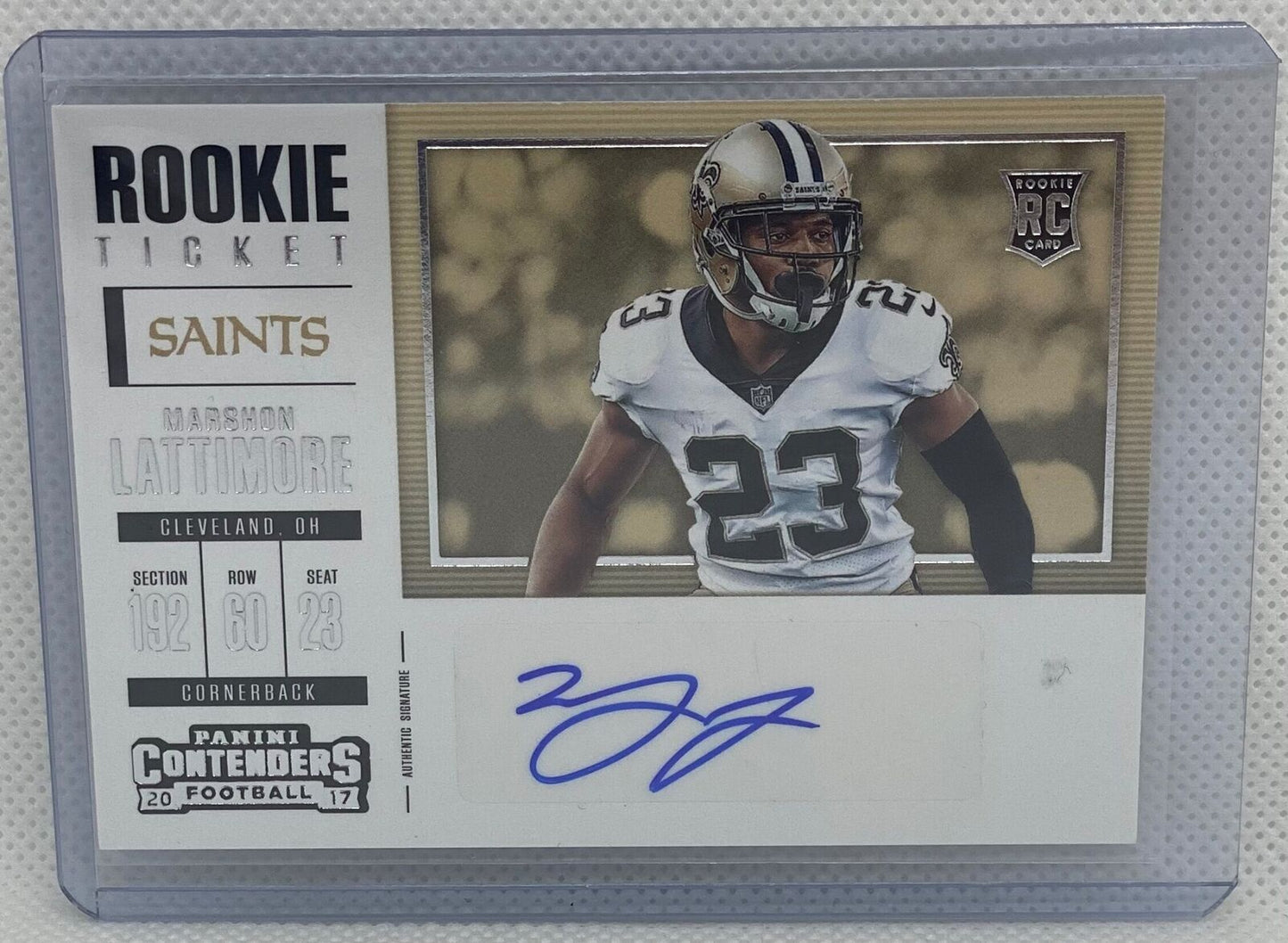 MARSHON LATTIMORE 2017 CONTENDERS ROOKIE TICKET SP VARIATION AUTO RC #252